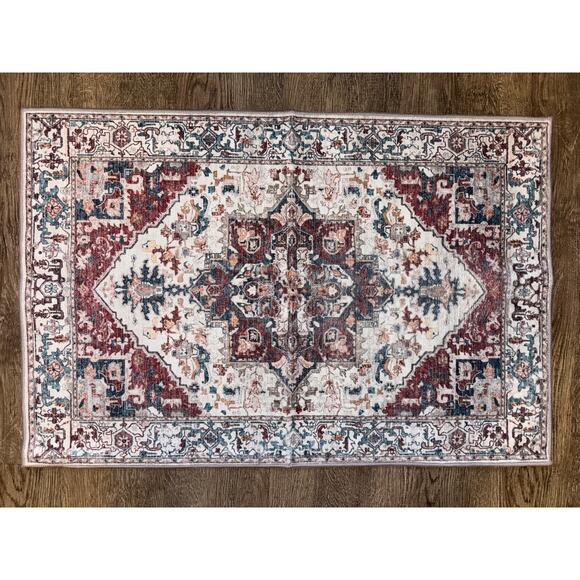 Burgundy BOHO Tribal 2' x 3' Area Rug Accent Entryway Kitchen Bathroom Bedroom - Picture 1 of 6
